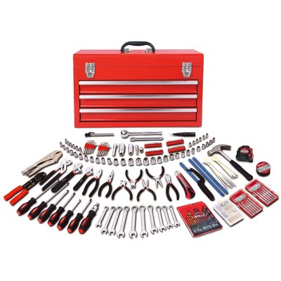 Apollo Tools DT6806 300pc All Purpose Mechanics Tool Kit in 3 Drawer Steel Tool Box