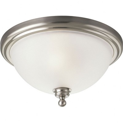 Progress Lighting Madison 2-Light Flush Mount Ceiling Fixture, Brushed Nickel, Etched Glass Shade