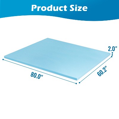 Queen Size Blue Gel Memory Foam Mattress Topper