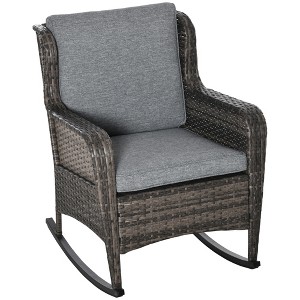 Aghana Digitals Outdoor PE Rattan Rocking Chair with Soft Washable Cushions - Classic Style for - 1 of 4