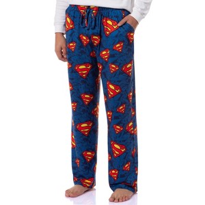 DC Comics Men's Superman Symbol Tossed Print Pajama Pants For Adults - 1 of 4