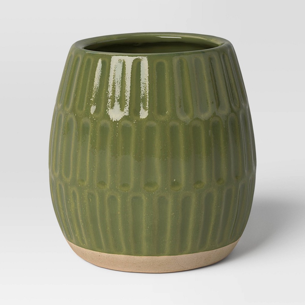 Photos - Garden & Outdoor Decoration Reactive Glaze Ceramic Indoor Outdoor Planter Pot Green 8.54"x8.54" - Thre