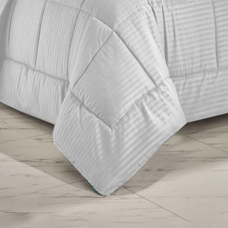 Plazatex Embossed 8-Pieces Stripe All Season Ultra Soft High Quality Microplush Comforter Set White, 2 of 4