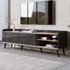 KTMBDW 63'' Mid Century TV Stand with 2 Cabinets& 2 Drawers,Entertainment Center for TVs up to 70'',Television Console for Living Room, Bedroom,Black - 4 of 4