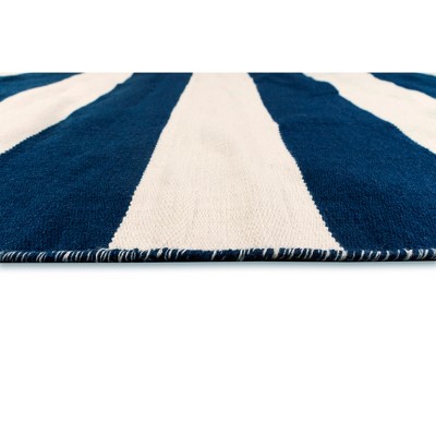 Navy and White Synthetic Reversible Square Rug 8'3" x 11'6"
