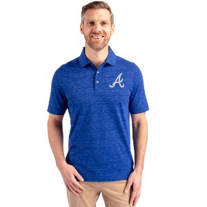 Atlanta Braves Cutter & Buck Advantage Tri-Blend Space Dye Mens Polo - Dark Tour Blue - Medium - 1 of 1