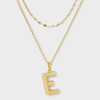 14K Gold Dipped Cubic Zirconia Duo Initial Multi-Strand Necklace - A New Day™ Gold