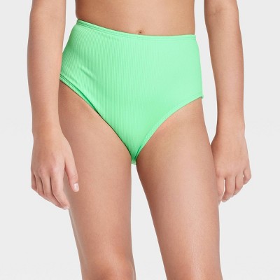Girls' Ribbed High-Waist Bikini Swim Bottom - art class™ Mint Green