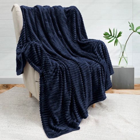 Fleece Plush Throw Blanket Navy Blue(50 by 60 Inches),Super Soft Fuzzy Cozy  Flannel Blanket for Couch Sofa.Microfiber Blanket Lightweight