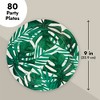 Blue Panda 80-Pack Tropical Paper Plates, Disposable 9" Green Leaf Plates Paper Design for Birthday. Bridal Shower, Hawaiian Luau Party Supplies, 9 In - 4 of 4