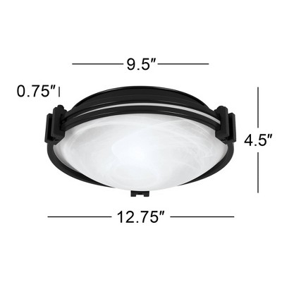 Black and Marbleized Glass Bowl Flush Mount Ceiling Light
