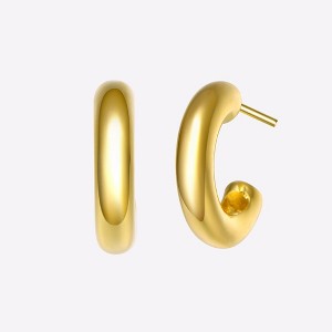 Guili Petite Charm 14K Gold Plated Small Open Hoop Earrings, a Minimalist Yet Elegant Addition That Adds a Sophisticated Touch to Any Outfit - 1 of 4