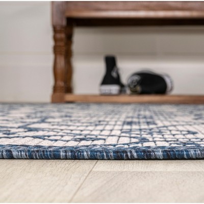 Boho-Chic Spanish Filigree 4'x6' Indoor/Outdoor Blue Synthetic Rug