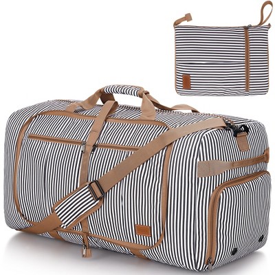 MaseiKar 100L Travel Duffle Bag, 32'' Large Duffle Bag for Traveling with Shoe Compartment, Foldable Travel Duffel Bag Water & Tear Resistant (Stripe)