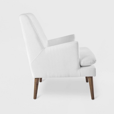 Mid-Century Modern Leisure White Accent Chair with Walnut Wood Legs