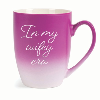 Elanze Designs In My Wifey Era Two Toned Ombre Matte 10 ounce New Bone China Coffee Tea Cup Mug For Your Favorite Morning Brew, Pink and White