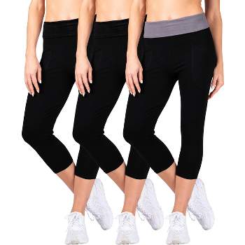 Blis Workout Leggings For Women Fold Over Maternity Leggings Yoga Pants For Women  Capri Length 3 Packs Available Black / White Small : Target