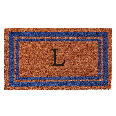 Calloway Mills 152971830L Blue Border 18 In. x 30 In. Monogram Doormat (Letter L)