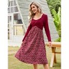 Women's Maternity Dress Long Sleeve Vintage Floral Patchwork Dress Flared A-Line Swing Casual Party Midi Dress - 3 of 4