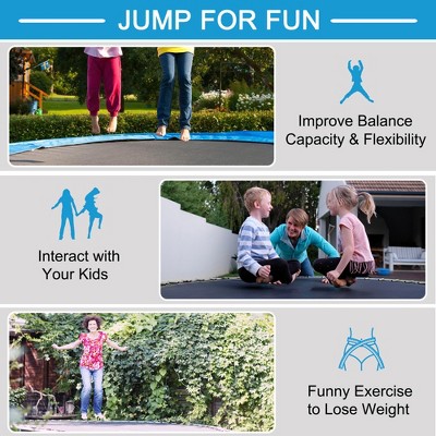 8-Foot Black Outdoor Trampoline with Safety Enclosure and Ladder