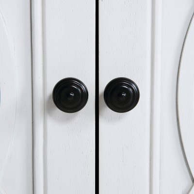 Naples Transitional White Wood Server with Overlapping Ring Design