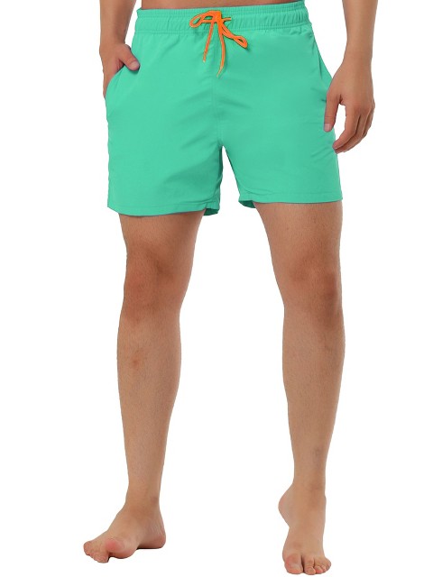 TATT 21 Men's Summer Holiday Elastic Waistband Drawstring Mesh Lining Board Shorts Mint Green 28