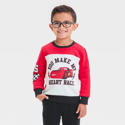 Toddler Boys' Disney Cars Lightning McQueen Valentine's Fleece Pullover - Red