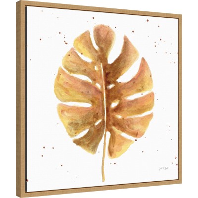Golden Palm Leaf Light Brown and Yellow Canvas Print