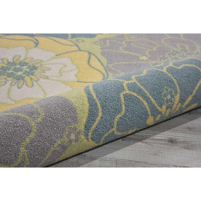 Green Floral Synthetic Square Indoor/Outdoor Area Rug 7'9"