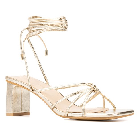 Fashion To Figure Women s Lana Strappy Heel Sandal Wide Width Gold 10 Target