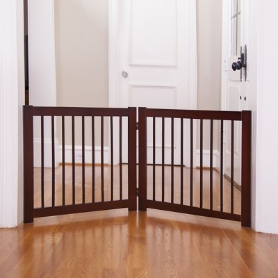 Walnut 24" Tall Hardwood Free Standing Pet Gate