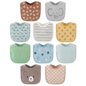 The Peanutshell Terry Baby Bib Set for Boys or Girls, 10-Pack, Feeding, Teething, Drooling, Soft Neutral - 1 of 4