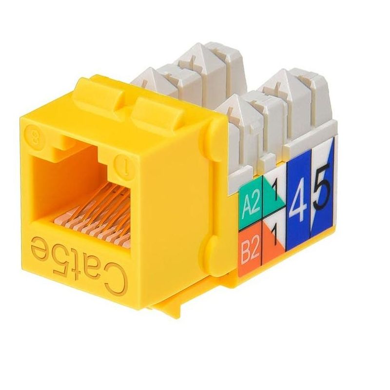 Monoprice Cat5E  Punch Down Keystone Jack - Yellow | 110 Type IDC, 90 Degree Connection, 1 of 7