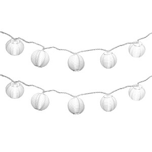 LumaBase Electric String Lights with 10 Nylon Lanterns - White - 1 of 3
