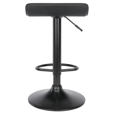 Adjustable Black Leather Swivel Bar Stool - Set of 2