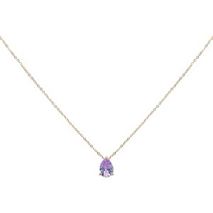 Unique Bargains Women's Birthstone Cubic Zirconia 18K Gold Plated Teardrop Necklace 17.7" - 1 of 4