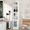 GlasFlength Decorative Storage Cabinets Modern Chic Organizer for Stylish Living Room Spaces, White,16.1”*10.2”*71.1" - 2 of 4