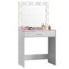 Vanity Desk with Mirror and Lights, Dressing Table with Large Drawer, 3 Adjustable Lighting Modes LED Mirror, Vanity Table - 2 of 4