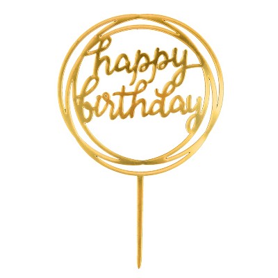 O'Creme Gold 'Happy Birthday' with Stars Cake Topper