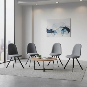 FurnitureR Dining Chairs Swivel Set of 4, Fabric Accent Side Chair Armelss Mid Back with Padded Rotated Seat Cushion for Kitchen, Dining Room, Grey - 1 of 4