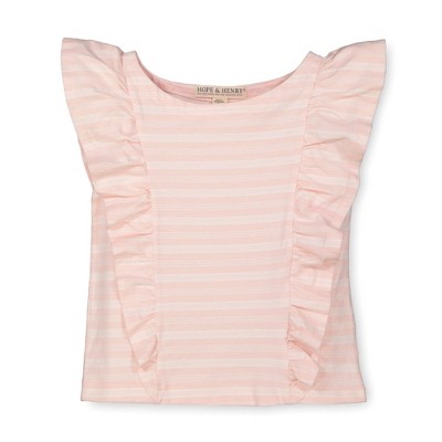 Hope & Henry Girls' Organic Cotton Eyelet Ruffle Knit Top, Infant