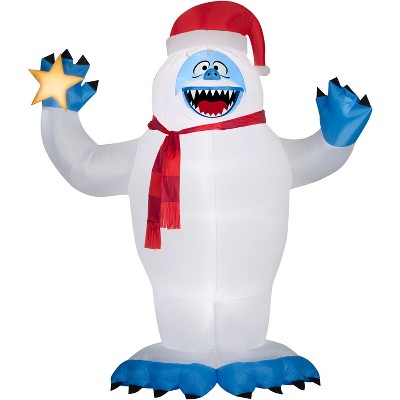 Gemmy Christmas Airblown Inflatable Bumble w/Santa Hat Giant Rudolph, 12 ft Tall, Multicolored