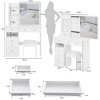 Vanity Desk with Sliding Mirror and Cushioned Stool,Makeup Dressing Table Set with Storage Drawers for Bedroom–The Pop Home - 4 of 4
