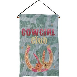 Manual Woodworkers and Weavers Cowgirl Club Wall Hanging, 17 x 25 Inches, Western Woven Tapestry Wall Art with Rustic Charm - 1 of 3