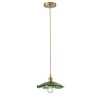 Dewdrop Adjustable Rod Vintage Pendant Light Pendant light 1 Light Green Glass Brass Finish ETL Bar Island - 2 of 4