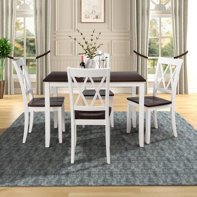 5 Piece Dining Table Set for 4, 45.6" Kitchen Table Set with 4 Dining Chairs, Kitchen Breakfast Table Set for Restaurant Coffee Shop Small Space