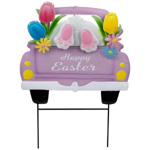 Northlight Back Seat Bunny Happy Easter Outdoor Garden Stake - 14" - Purple - 1 of 4