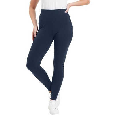 June + Vie by Roaman's Women's Plus Size Classic Ankle Legging, 30/32 - Navy