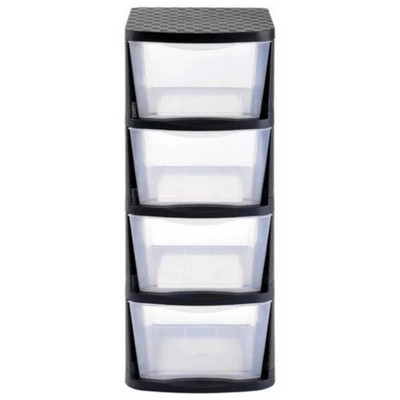 Clear Drawers Tower, 4 Drawer Flip, 2.75 x 7 x 10