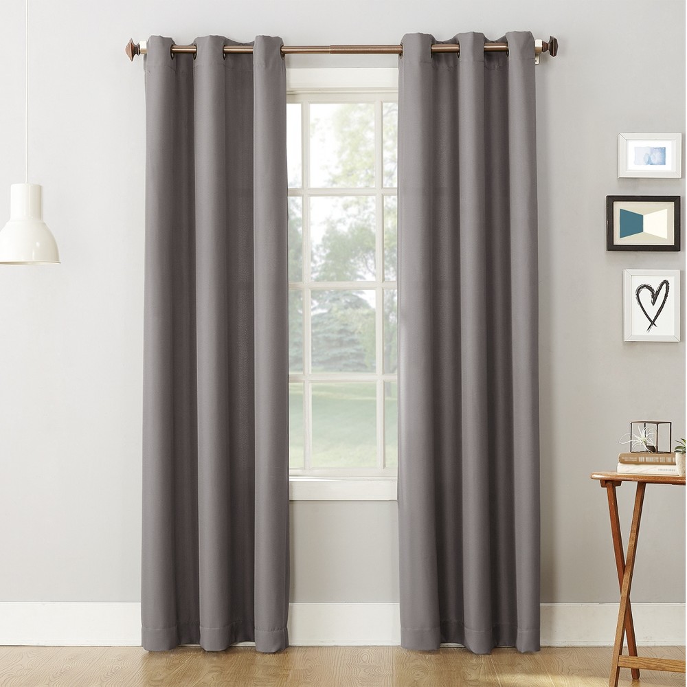 48"x95" No. 918 Semi-Sheer Montego Casual Textured Grommet Curtain Panel Nickel: Modern Light Filtering Curtain Panels
